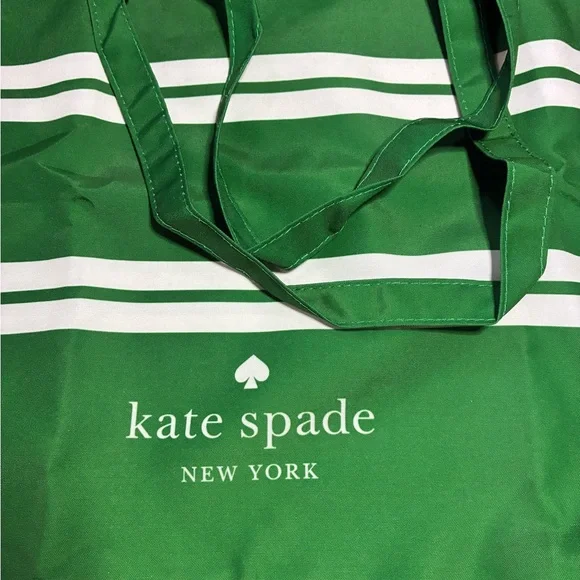 Large Kate Spade Green and White Striped Tote Bag NWOT - Picture 2 of 3